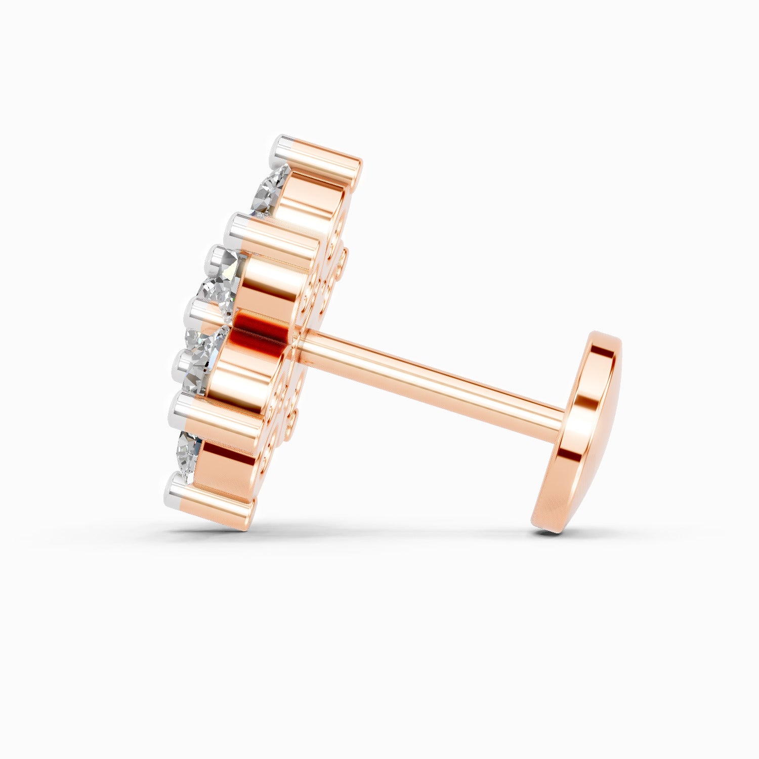 0.48 Carat Round Shape floral cluster Diamond Nose Pin | 14K Rose Gold-Screw