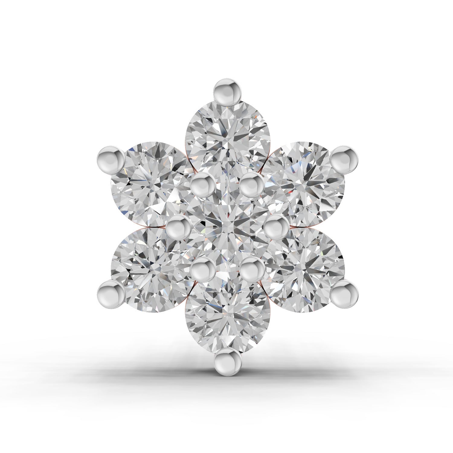 0.48 Carat Round Shape floral cluster Diamond Nose Pin | 14K Rose Gold-Screw