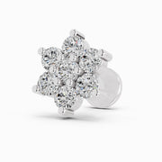 0.48 Carat Round Shape floral cluster Diamond Nose Pin | 14K White Gold-Screw