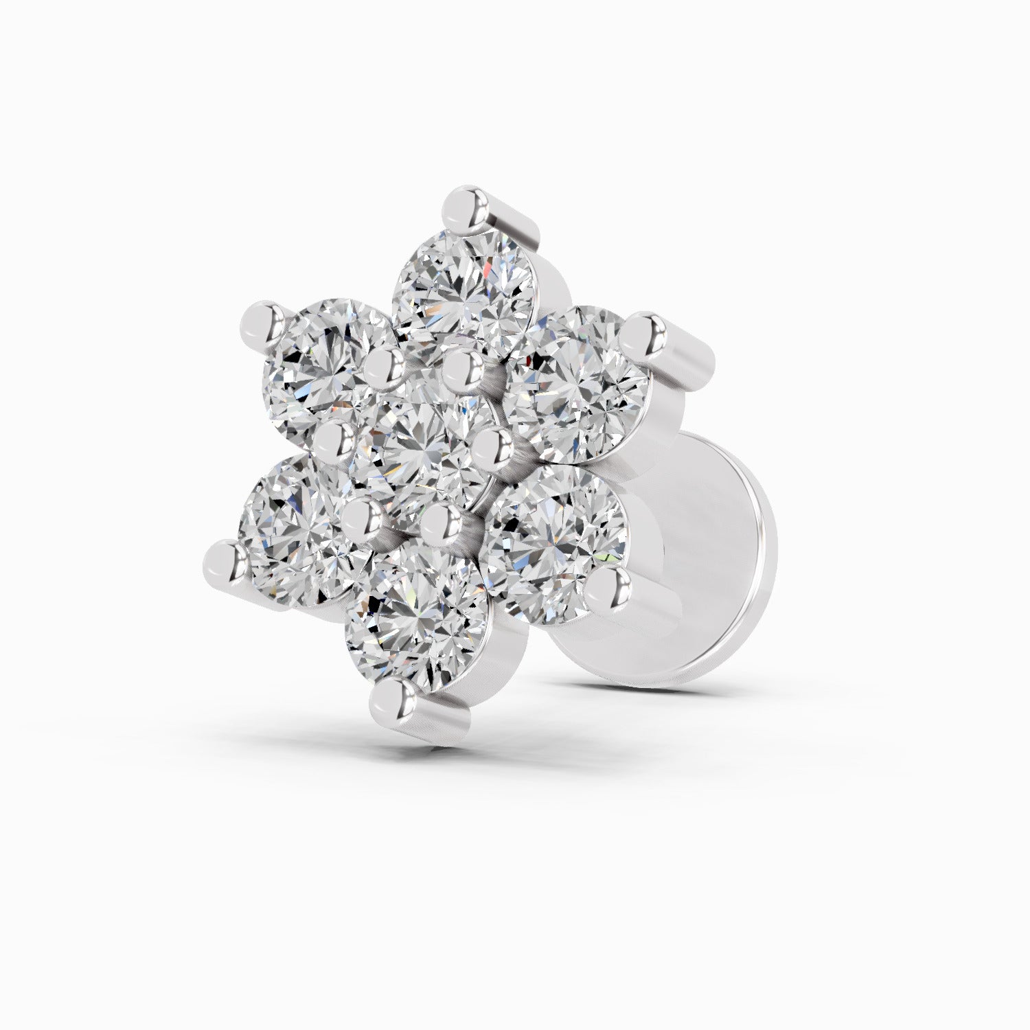 0.48 Carat Round Shape floral cluster Diamond Nose Pin | 14K Rose Gold-Screw