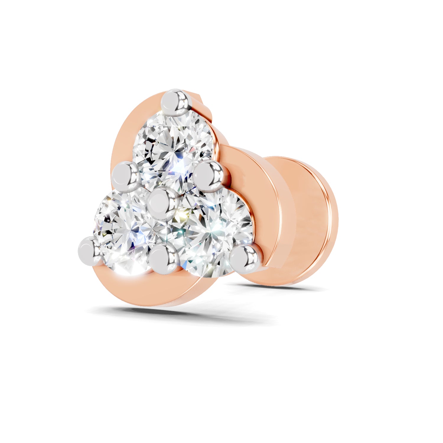 0.23 Carat Round Shape floral cluster Diamond Nose Pin | 14K Rose Gold-Screw