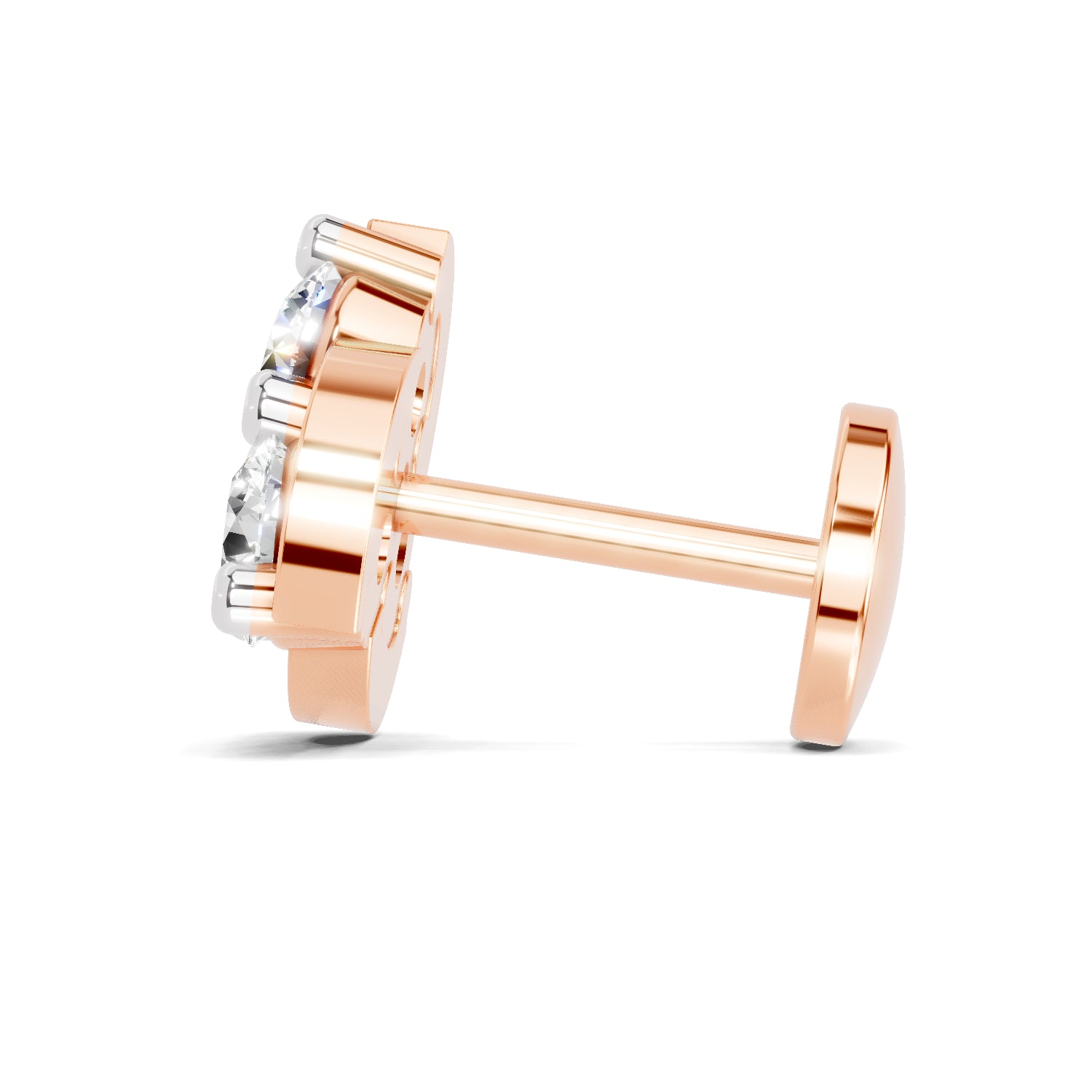 0.23 Carat Round Shape floral cluster Diamond Nose Pin | 14K Rose Gold-Screw