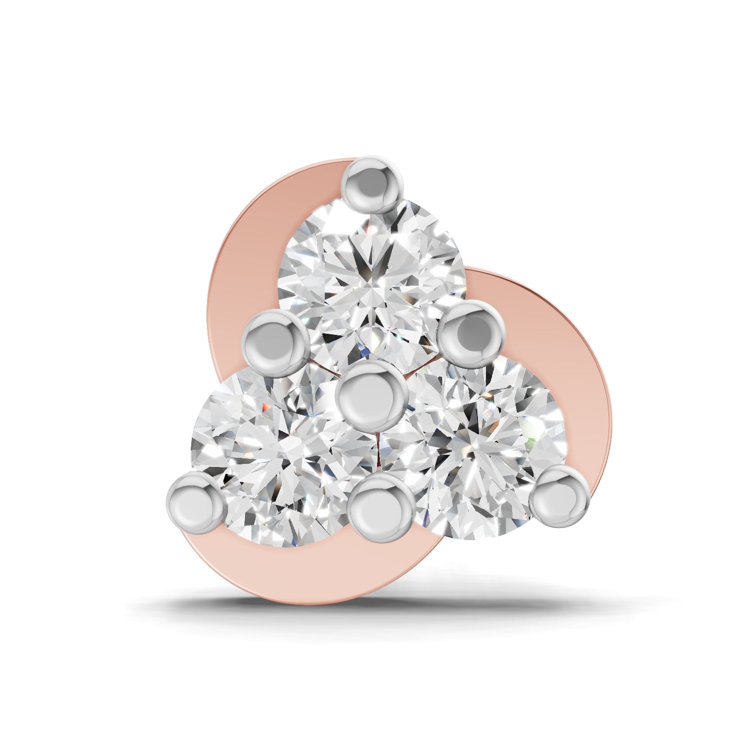 0.23 Carat Round Shape floral cluster Diamond Nose Pin | 14K Rose Gold-Screw