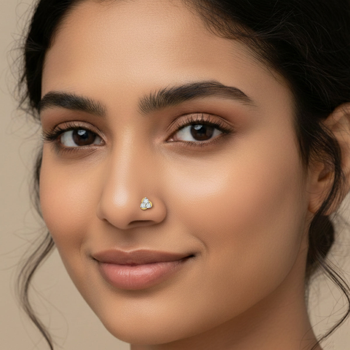 0.23 Carat Round Shape floral cluster Diamond Nose Pin | 14K Yellow Gold-Screw