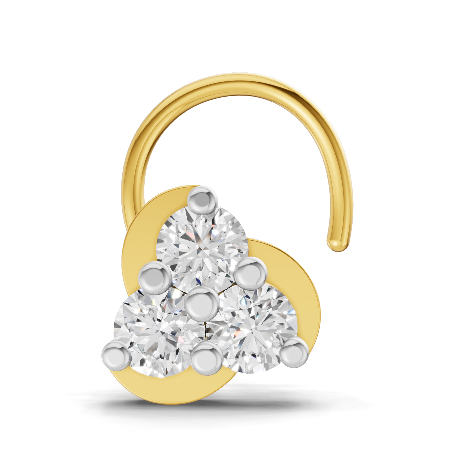 0.23 Carat Round Shape floral cluster Diamond Nose Pin | 14K Yellow Gold