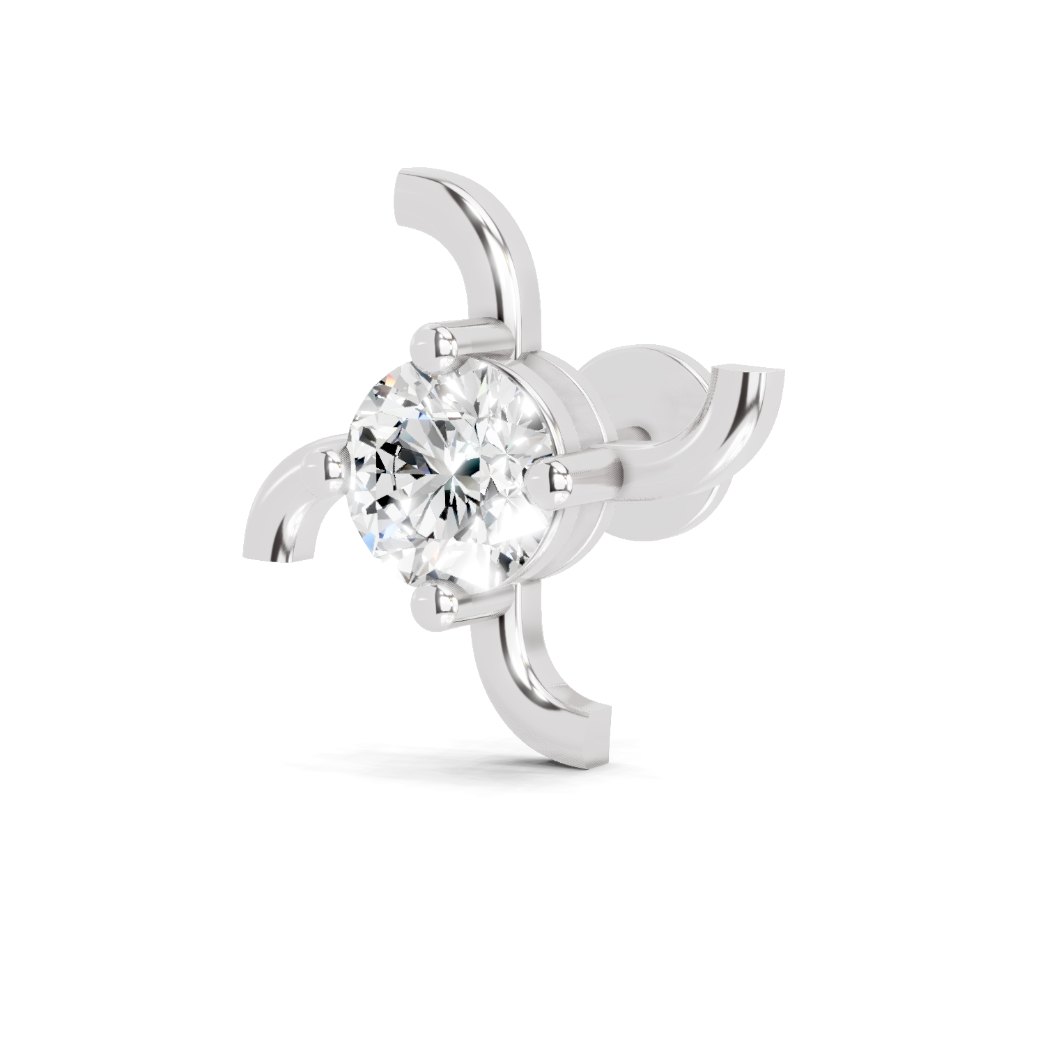 0.5 Carat Round Shape Diamond Nose Pin | 14K Yellow Gold-Screw