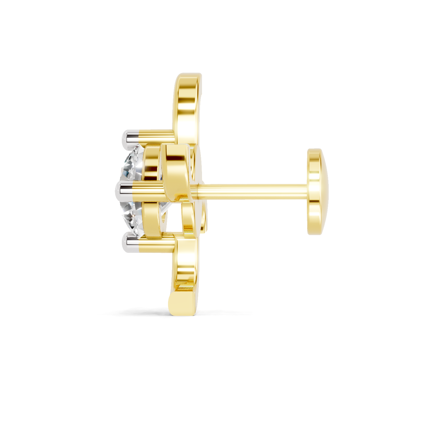 0.5 Carat Round Shape Diamond Nose Pin | 14K Yellow Gold-Screw