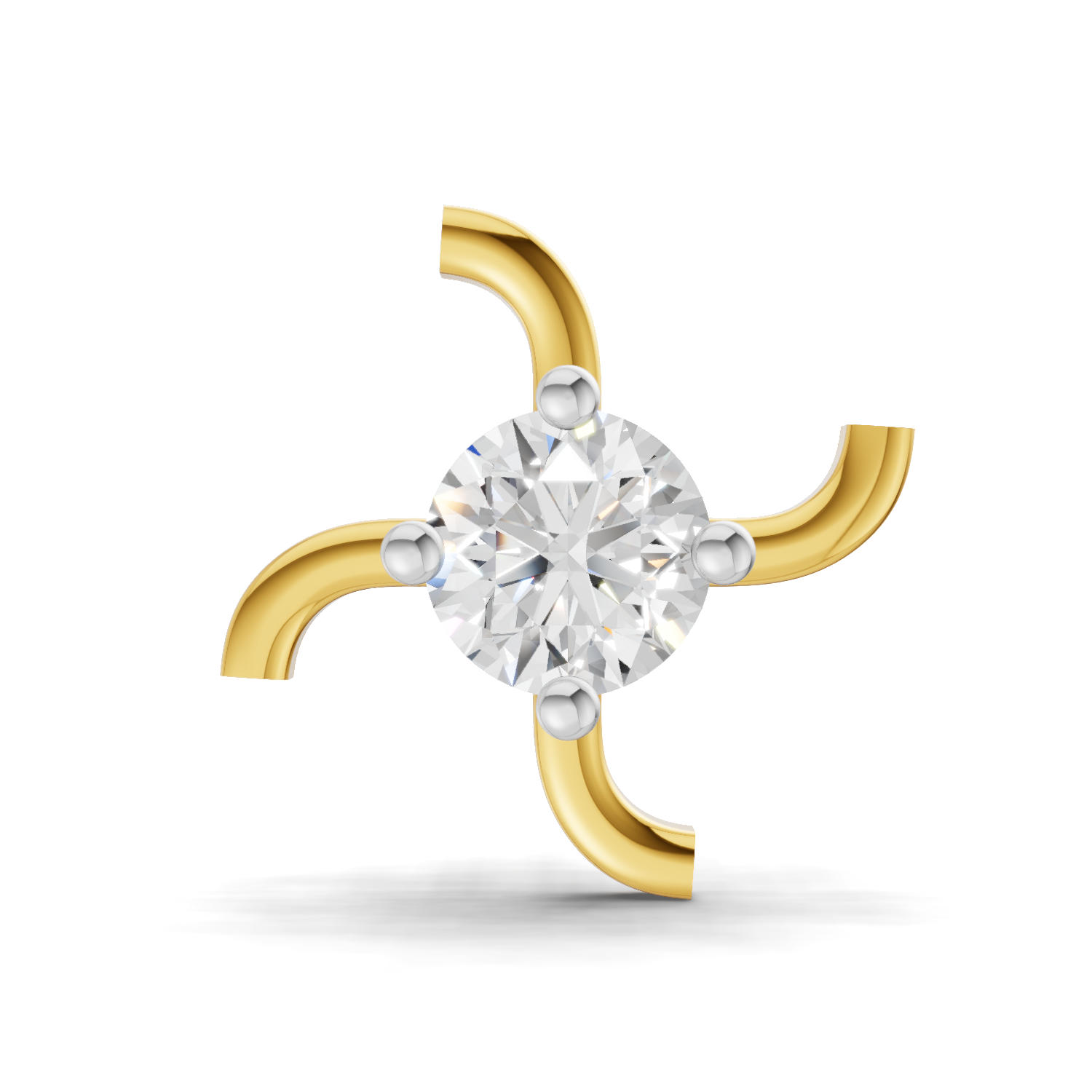 0.5 Carat Round Shape Diamond Nose Pin | 14K Yellow Gold-Screw