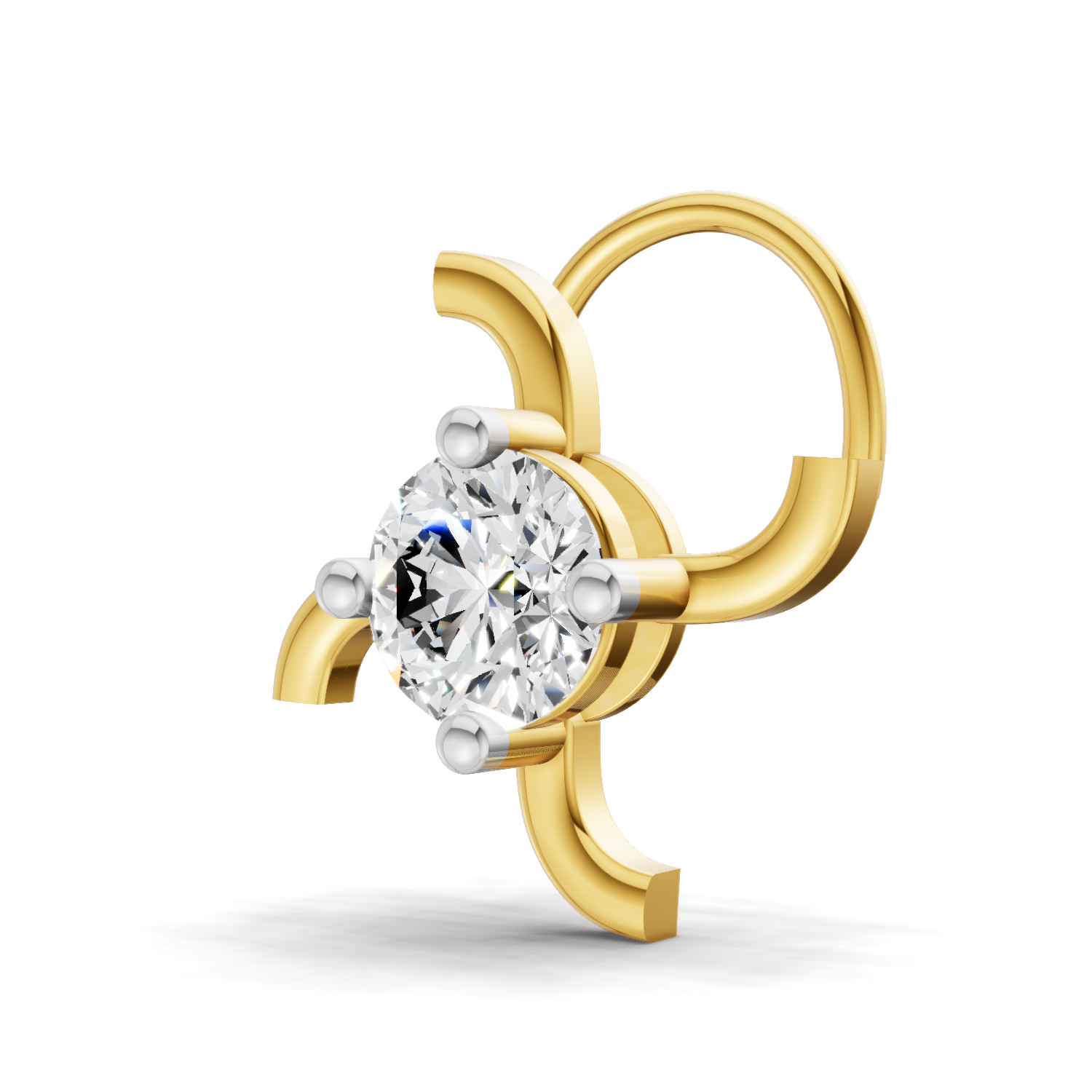 0.5 Carat Round Shape Diamond Nose Pin | 14K Yellow Gold