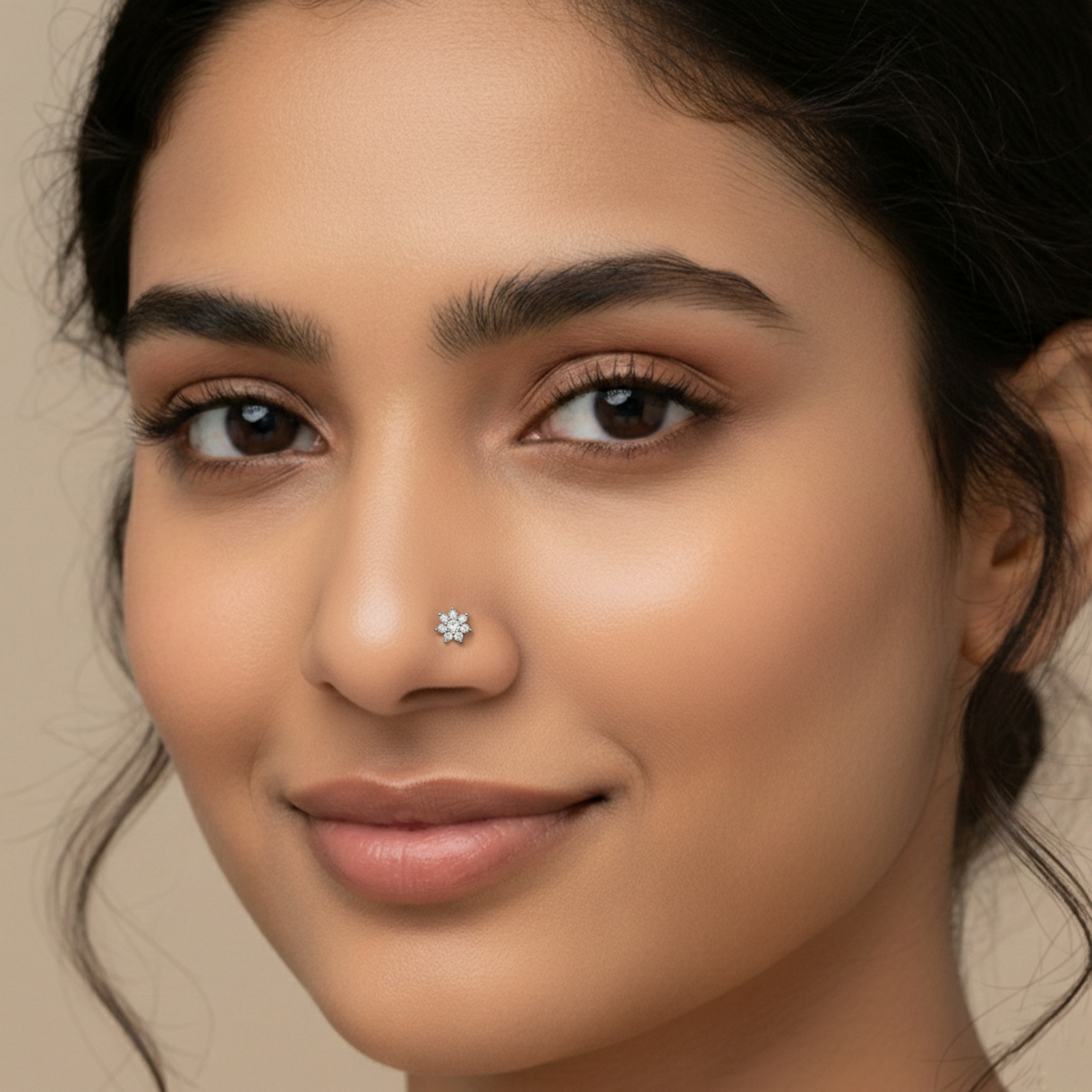 0.16 Carat Round Shape Celestial Diamond Nose Pin | 14K Yellow Gold