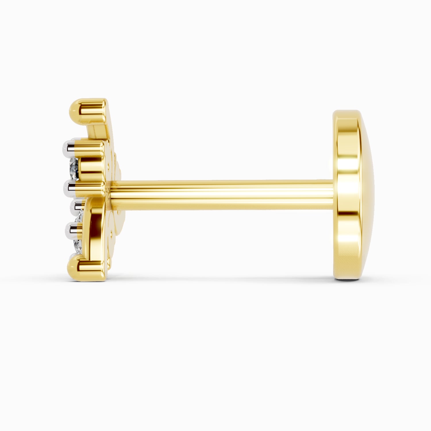 0.05 Carat  | 925 Sterling Silver Yellow Gold Plated Fashion Nosepin (Screw Back)