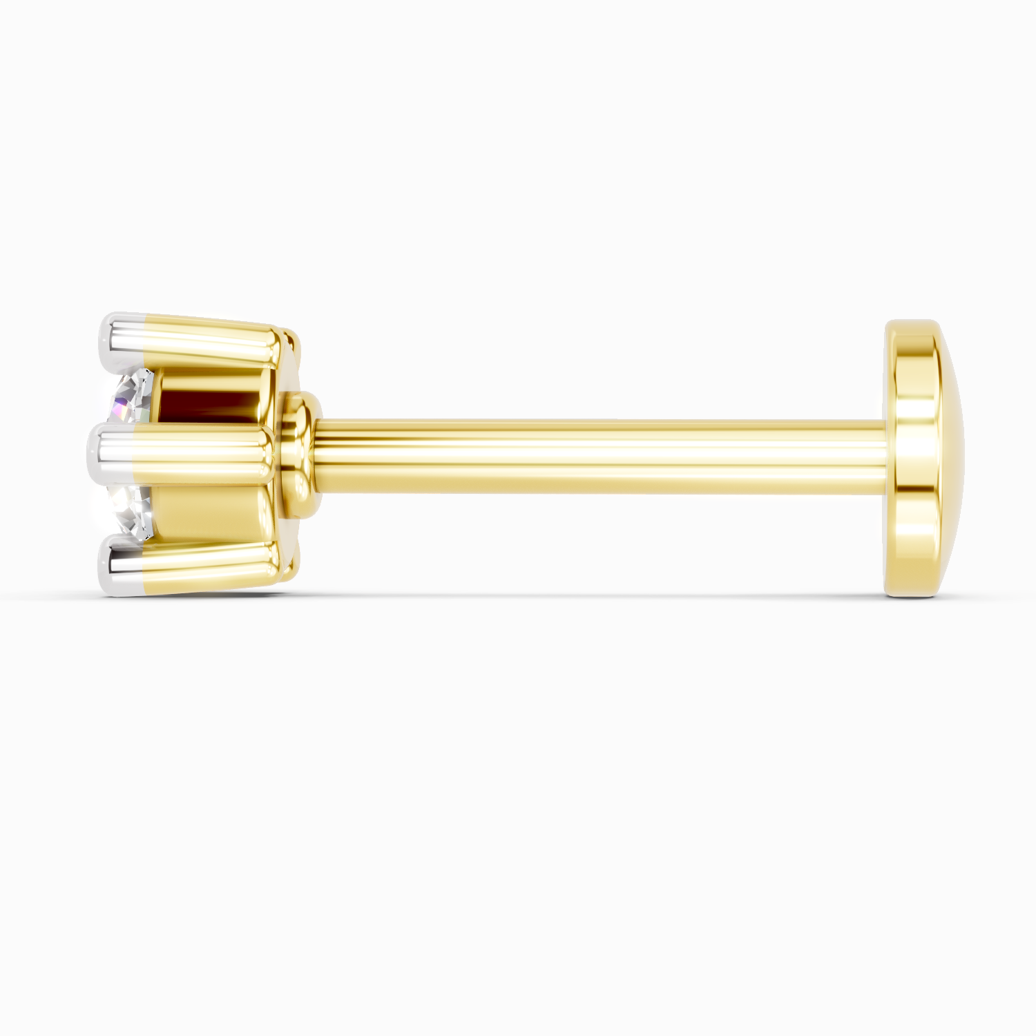 0.08 Carat Lab Grown Diamond Six-Prong Labret Stud Nosepin | 14K Yellow Gold (Screw)
