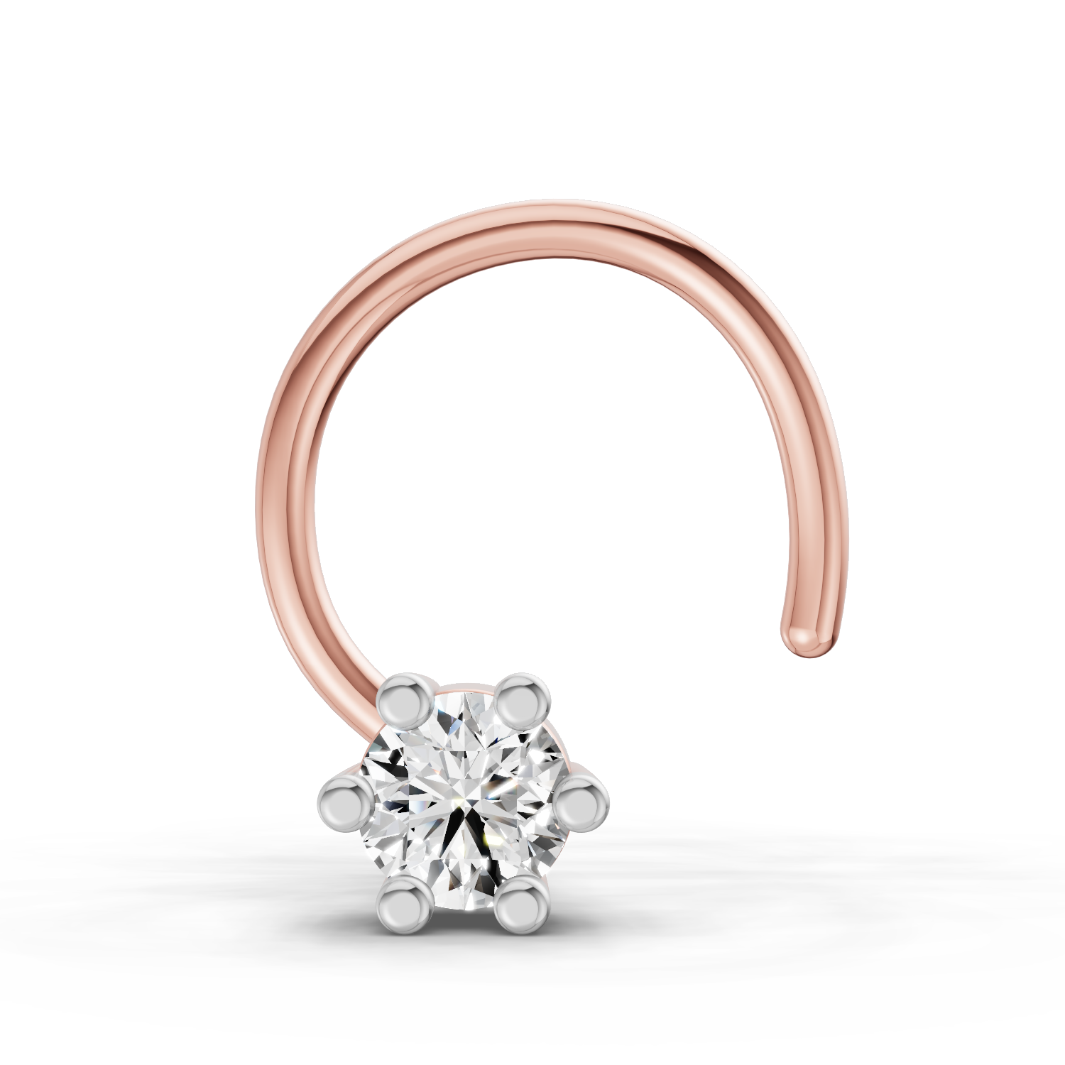 0.08 Carat Lab Grown Diamond Six-Prong Labret Stud Nosepin | 14K Rose Gold (Wire)