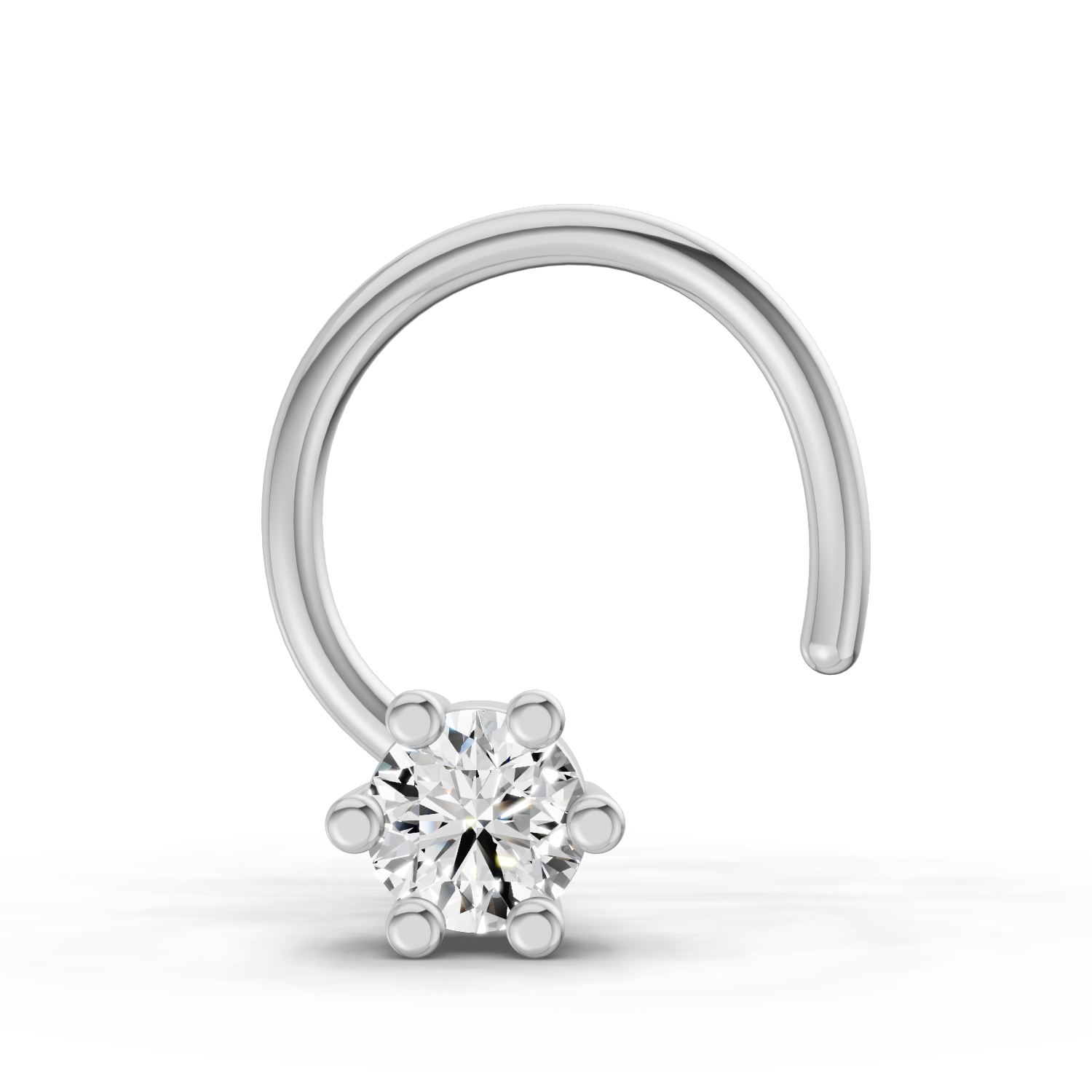 0.08 Carat Lab Grown Diamond Six-Prong Labret Stud Nosepin | 14K White Gold (Wire)