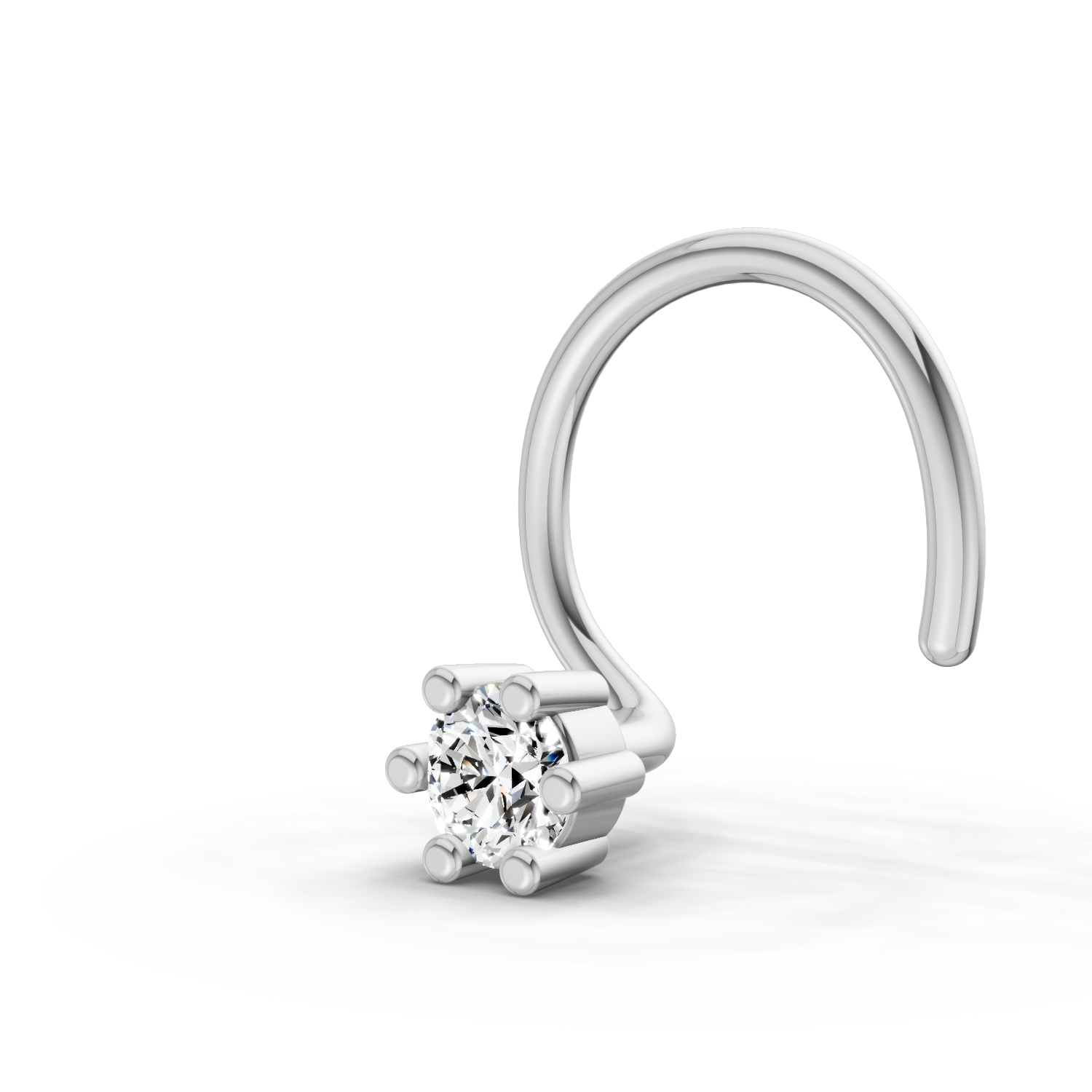 0.08 Carat Lab Grown Diamond Six-Prong Labret Stud Nosepin | 14K White Gold (Wire)