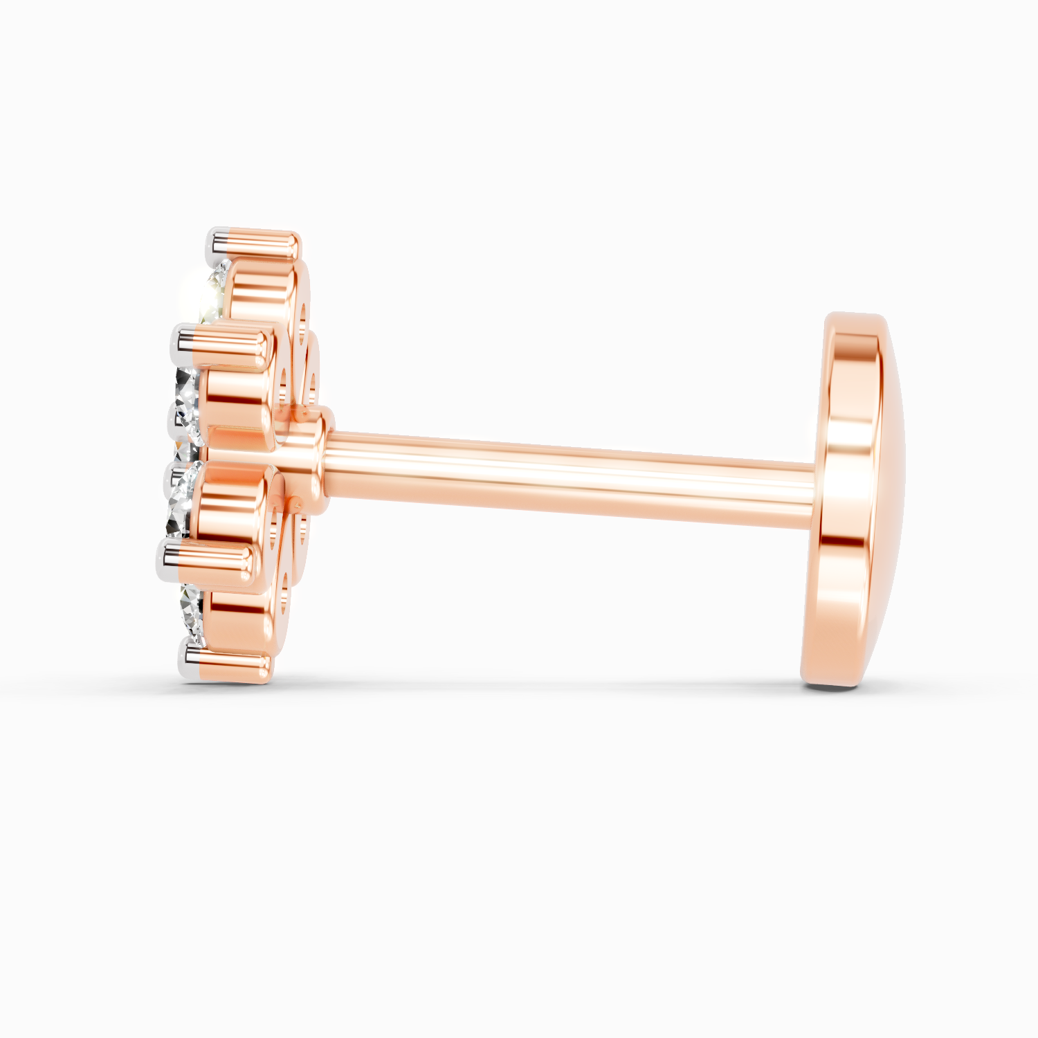 0.07 Carat Lab Grown Diamond 7Stoned Real Nosepin | 14K Rose Gold (Screw)