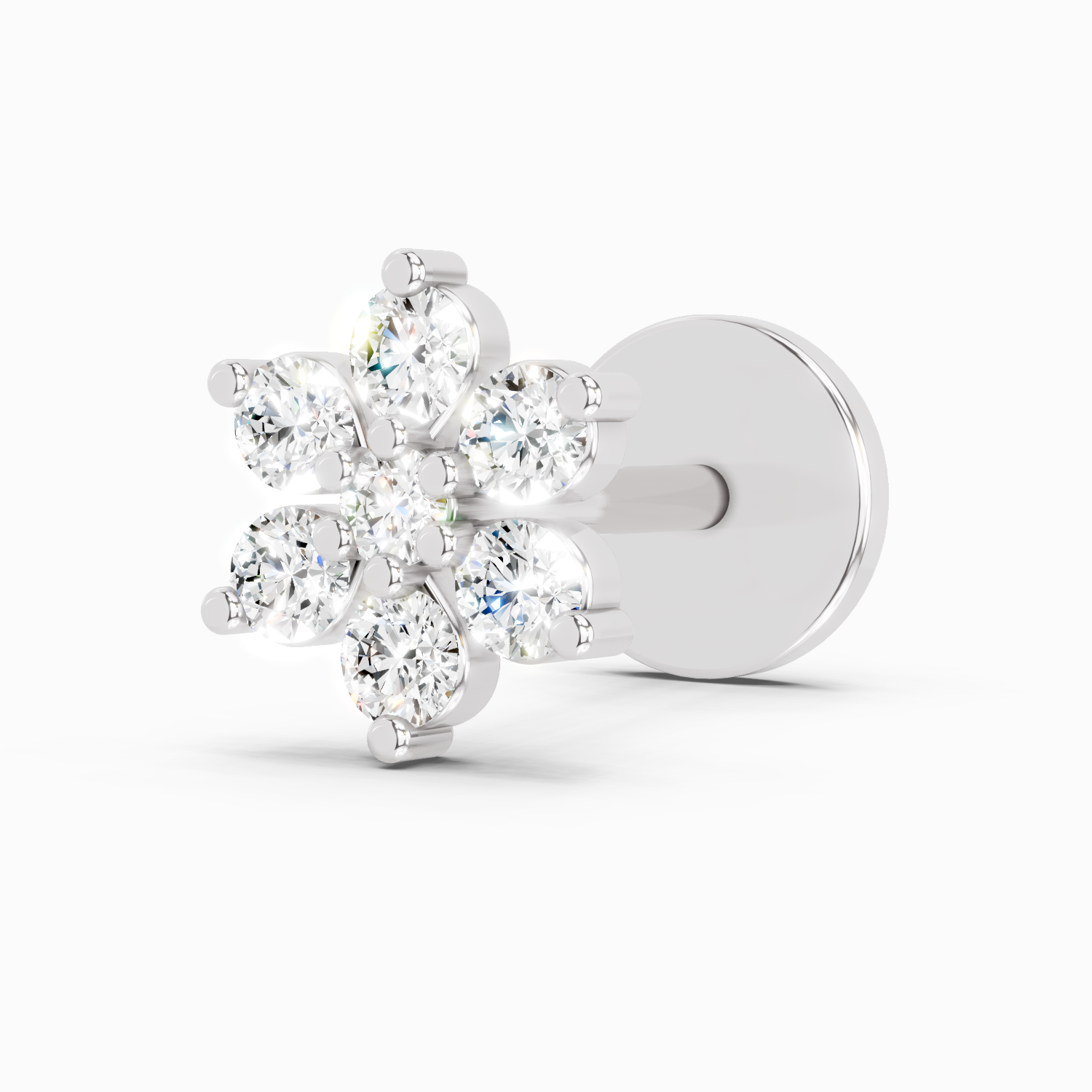 0.07 Carat Lab Grown Diamond 7Stoned Real Nosepin | 14K White Gold (Screw)