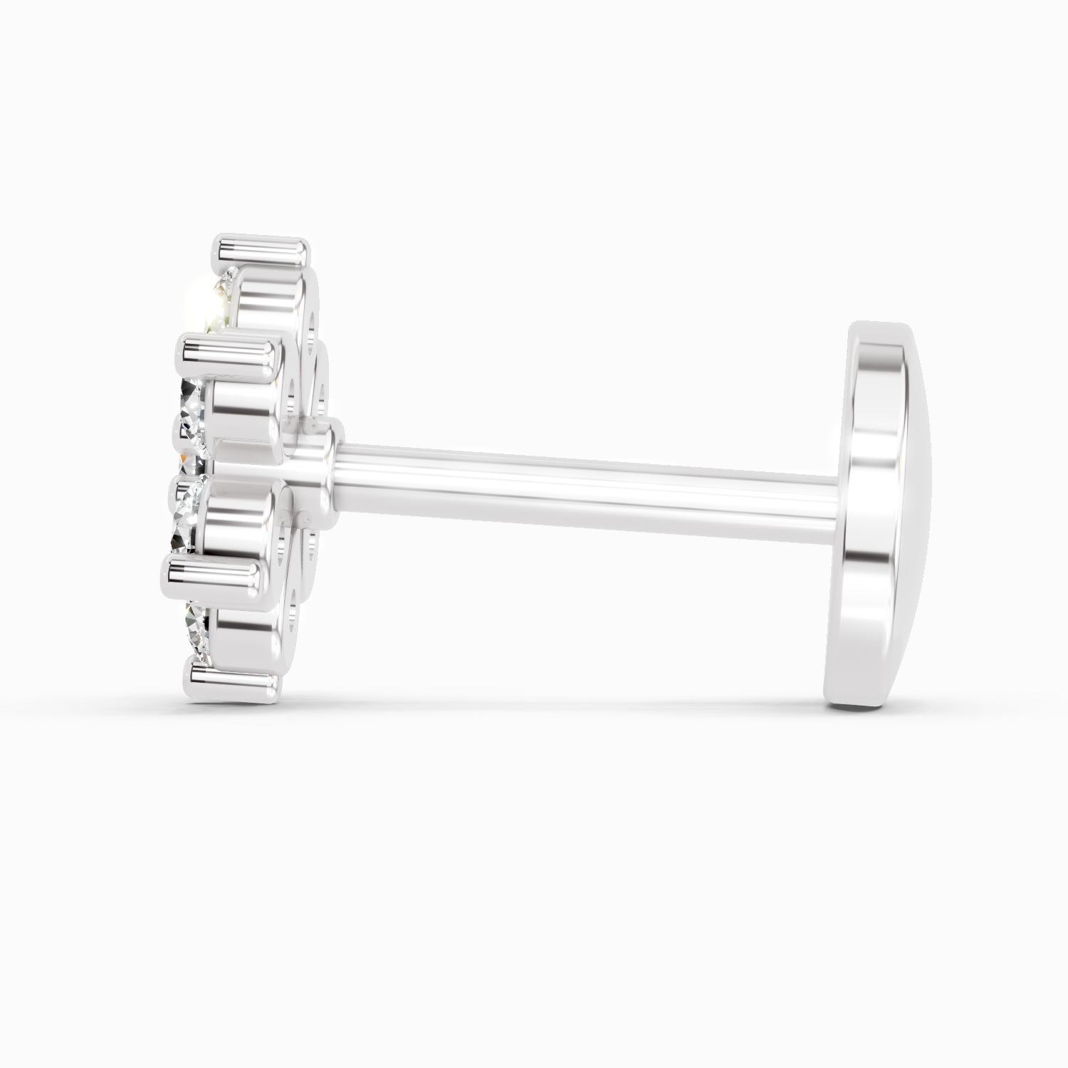 0.07 Carat Lab Grown Diamond 7Stoned Real Nosepin | 14K White Gold (Screw)