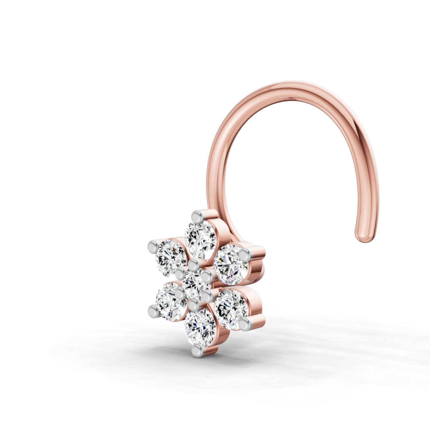 0.07 Carat Lab Grown Diamond 7Stoned Real Nosepin | 14K Rose Gold (Wire)