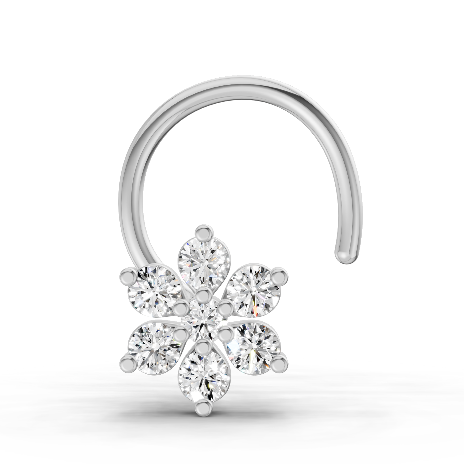 0.07 Carat Lab Grown Diamond 7Stoned Real Nosepin | 14K White Gold (Wire)