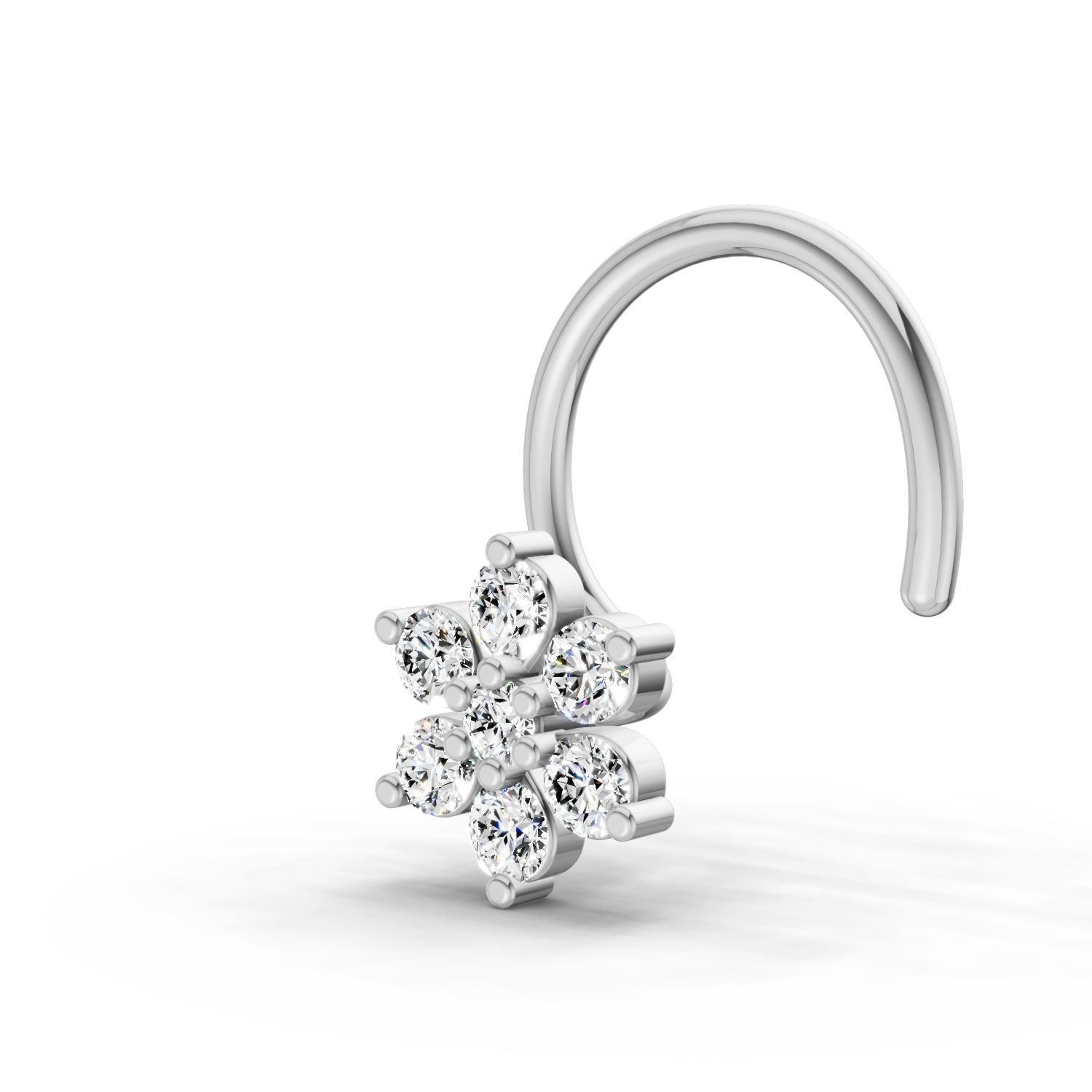 0.07 Carat Lab Grown Diamond 7Stoned Real Nosepin | 14K White Gold (Wire)