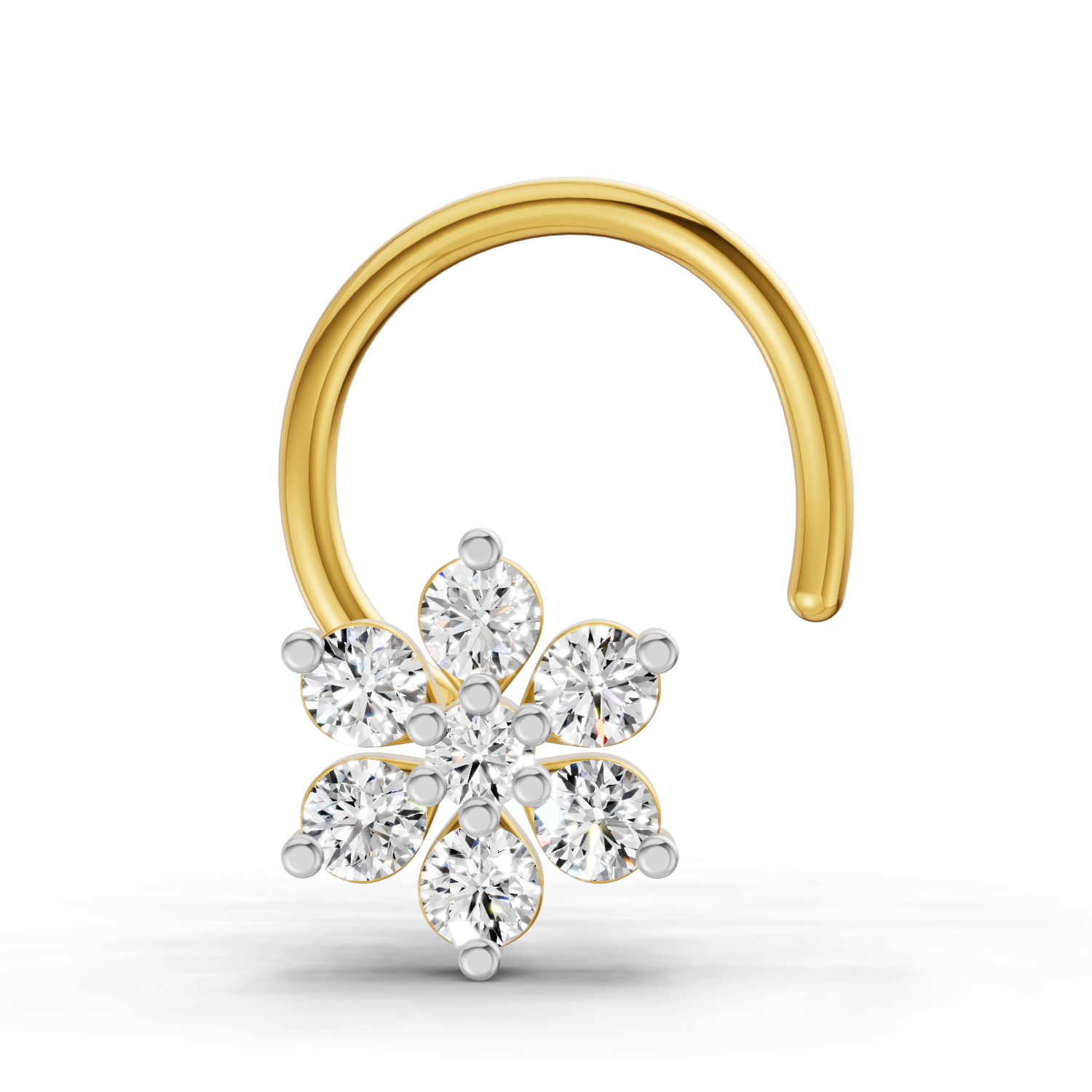 0.07 Carat Lab Grown Diamond 7Stoned Real Nosepin | 14K Yellow Gold (Wire)