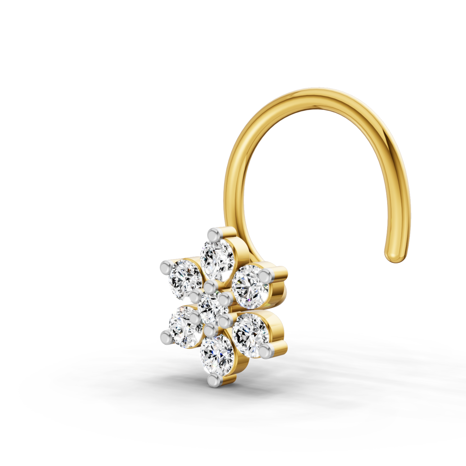 0.07 Carat Lab Grown Diamond 7Stoned Real Nosepin | 14K Yellow Gold (Wire)