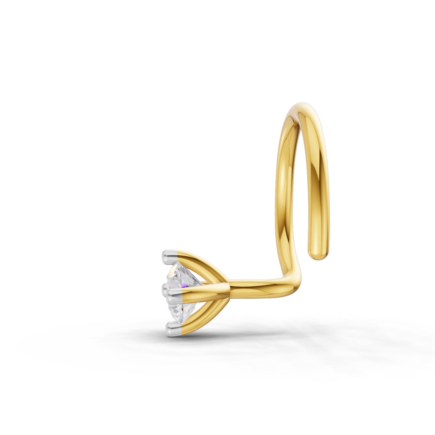 0.05 Carat  | 925 Sterling Silver Yellow Gold Plated Solitaire Nosepin
