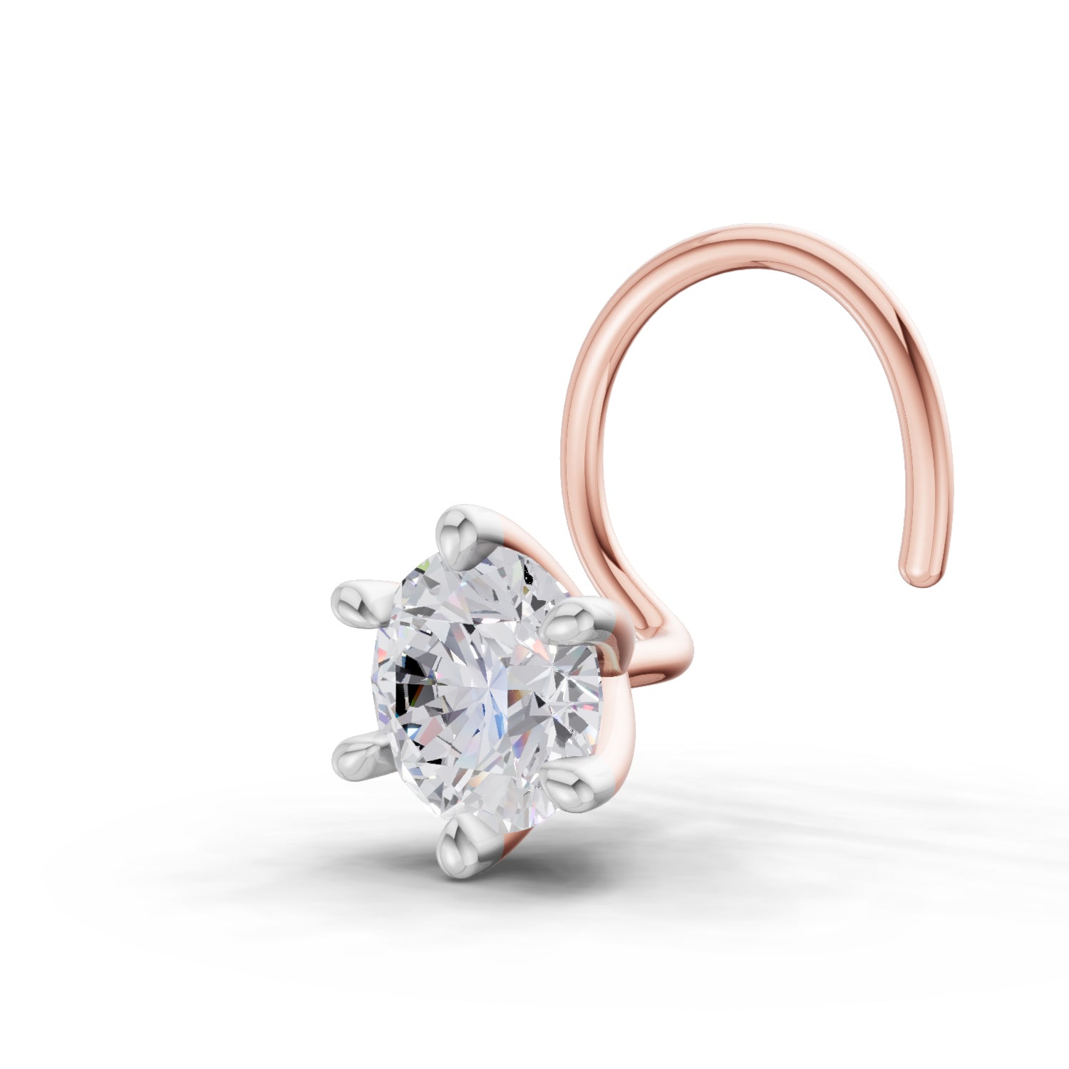 0.15 Ct Round Shape 6 Prong Solitaire Diamond Nose Pin | 14K Yellow Gold