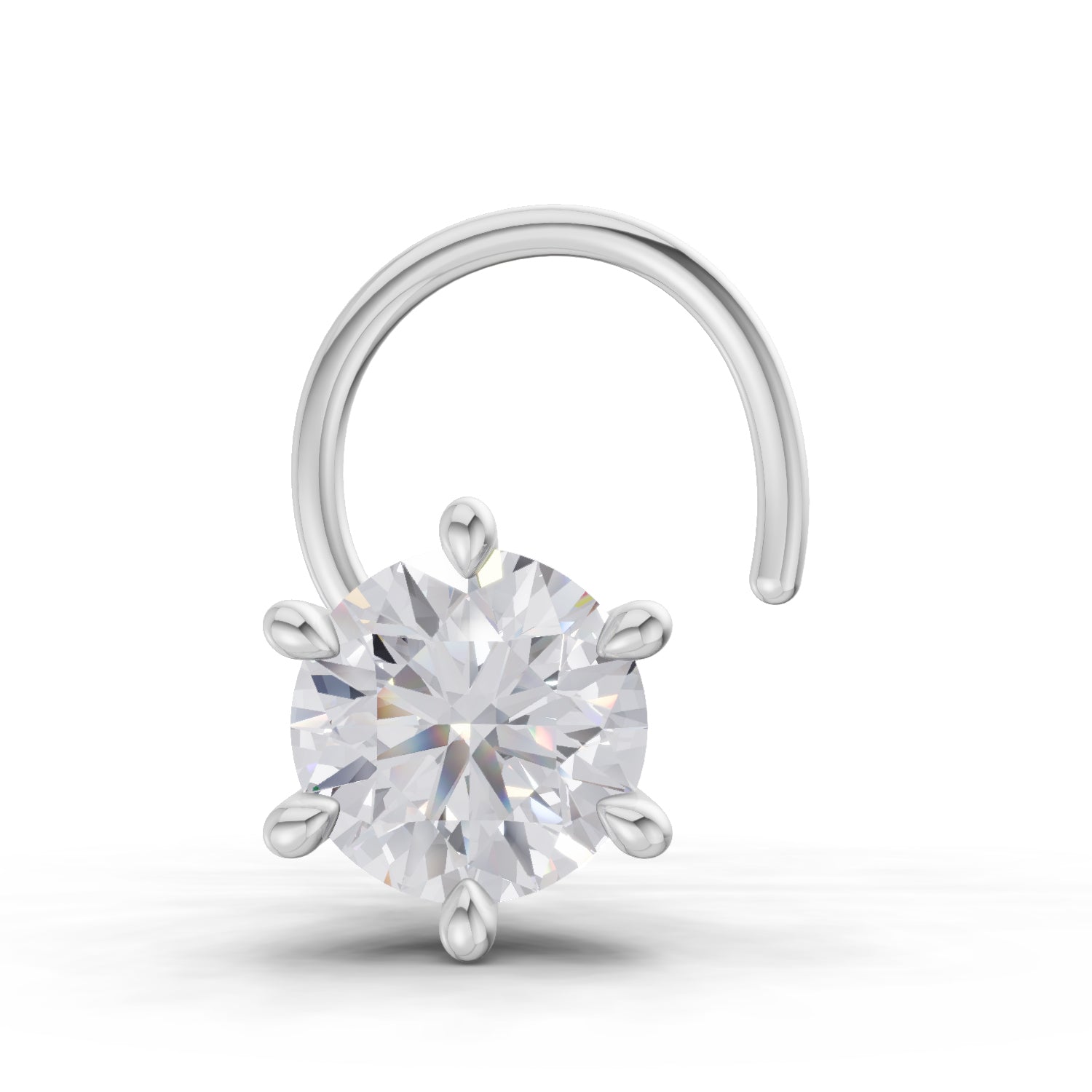 0.15 Ct Round Shape 6 Prong Solitaire Diamond Nose Pin | 14K Yellow Gold