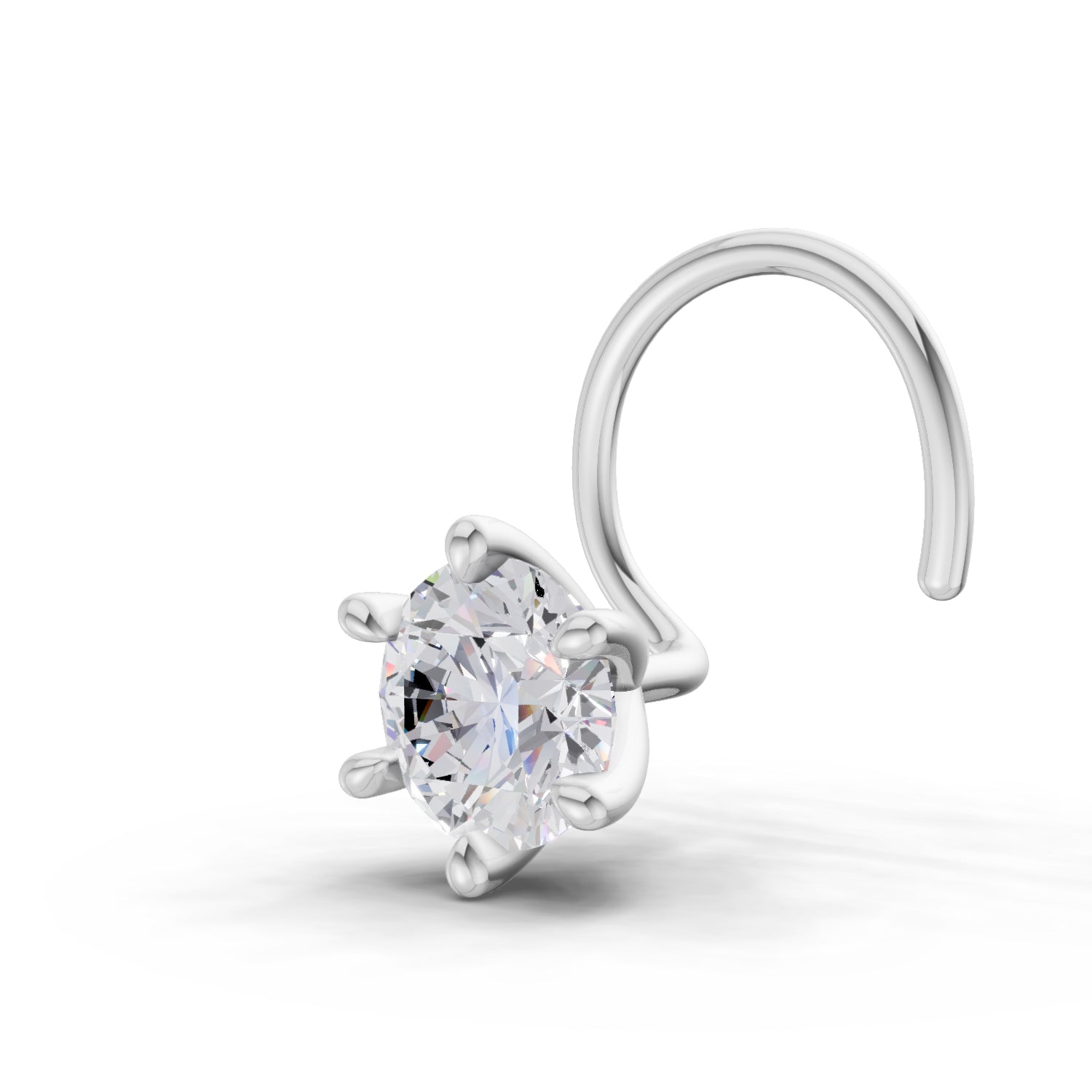 0.15 Ct Round Shape 6 Prong Solitaire Diamond Nose Pin | 14K Yellow Gold