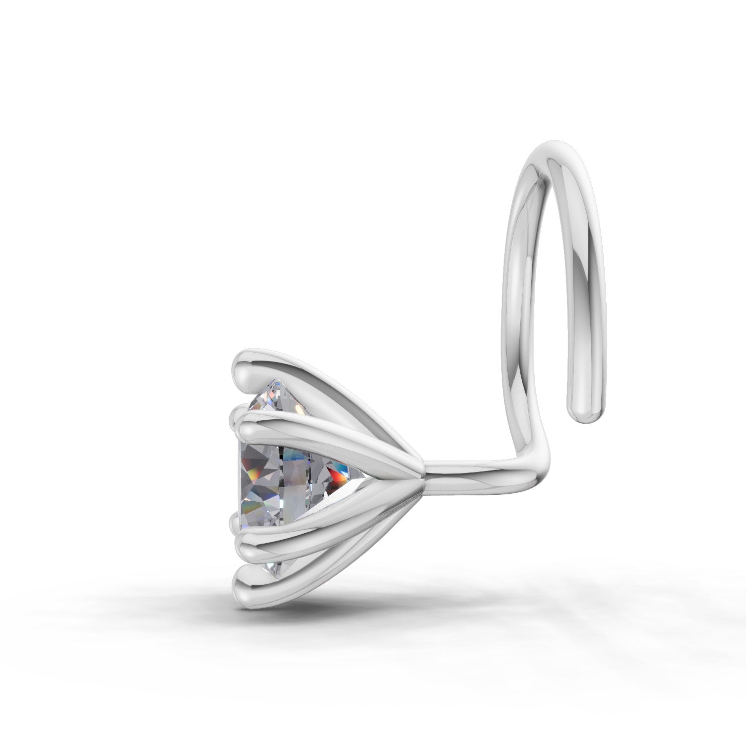 0.15 Ct Round Shape 6 Prong Solitaire Diamond Nose Pin | 14K Yellow Gold