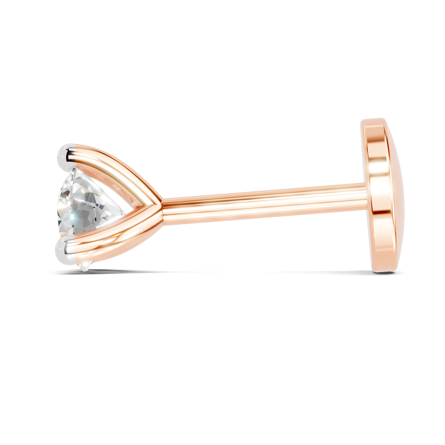 0.1 Carat Lab Grown Diamond Classic Trio-Prong Nosepin | 14K Rose Gold (Screw)