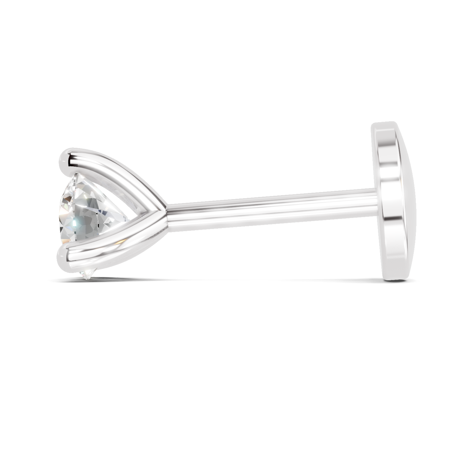 0.1 Carat Lab Grown Diamond Classic Trio-Prong Nosepin | 14K White Gold (Screw)