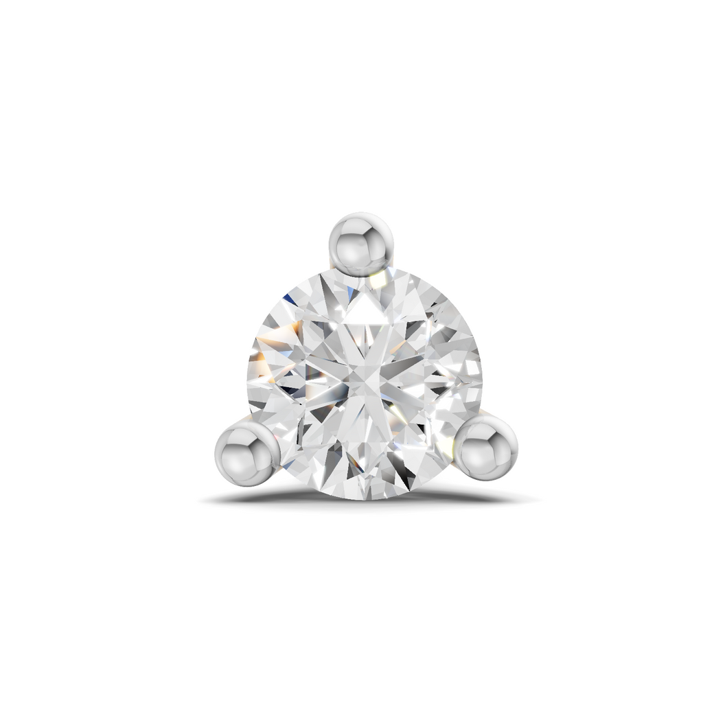 0.1 Carat Lab Grown Diamond Classic Trio-Prong Nosepin | 14K White Gold (Screw)