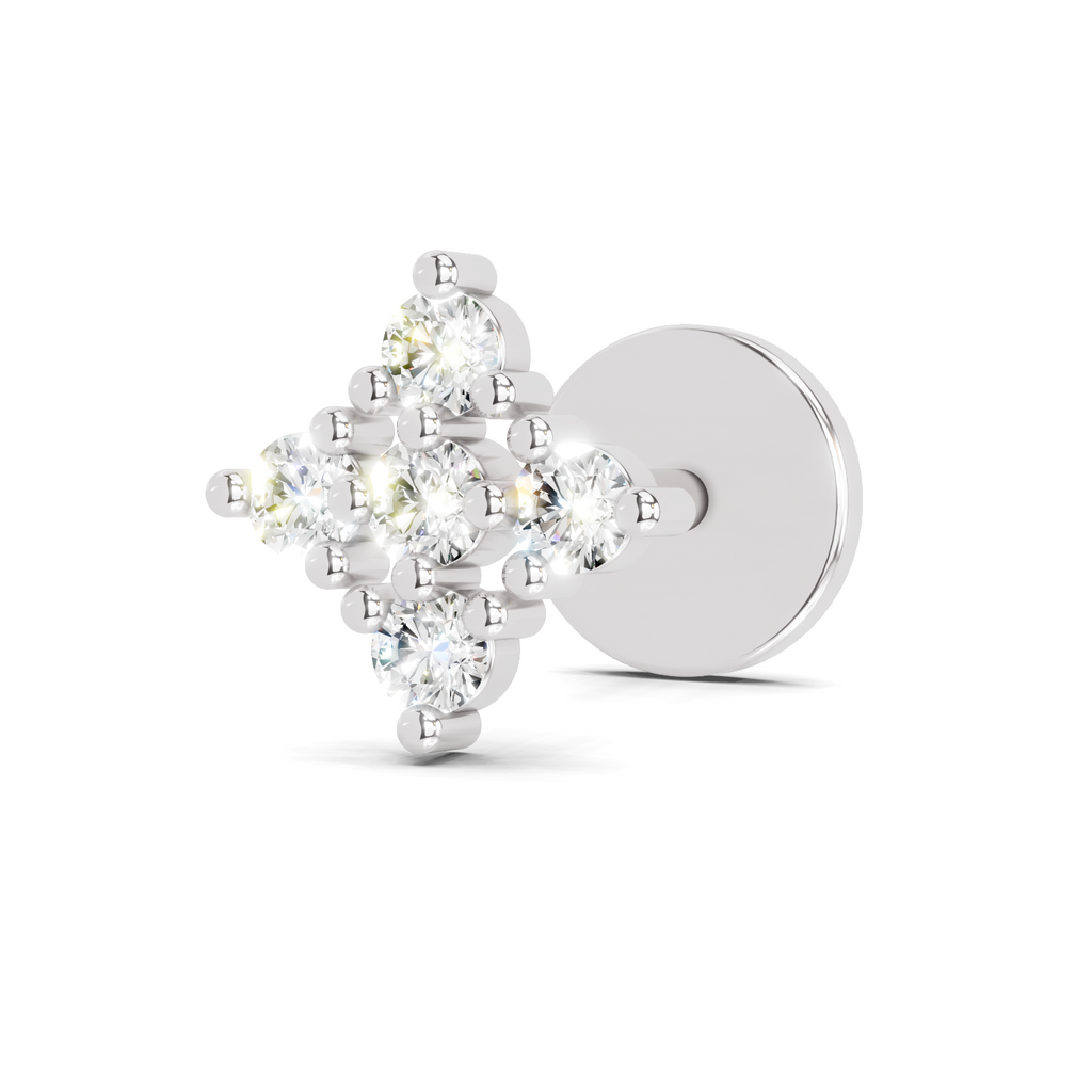 0.08 Carat Lab Grown Diamond Celestia Cluster  Nosepin | 14K White Gold (Screw)