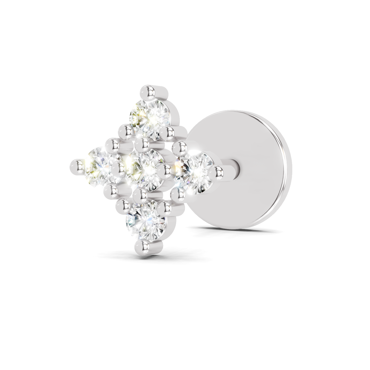 0.08 Carat Lab Grown Diamond Celestia Cluster  Nosepin | 14K White Gold (Screw)