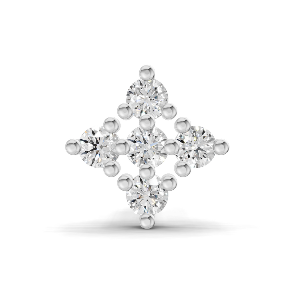 0.08 Carat Lab Grown Diamond Celestia Cluster  Nosepin | 14K White Gold (Screw)