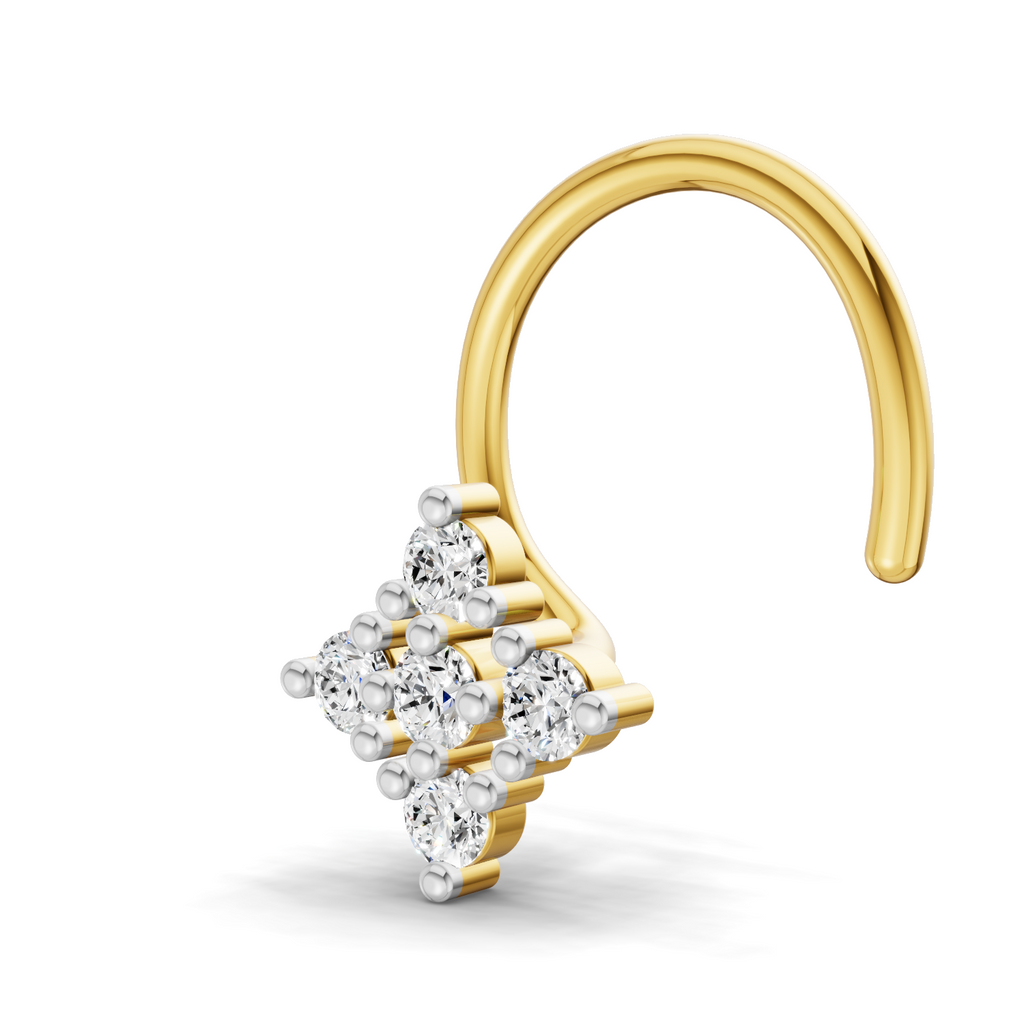 0.08 Carat Lab Grown Diamond Celestia Cluster  Nosepin | 14K Yellow Gold (Wire)