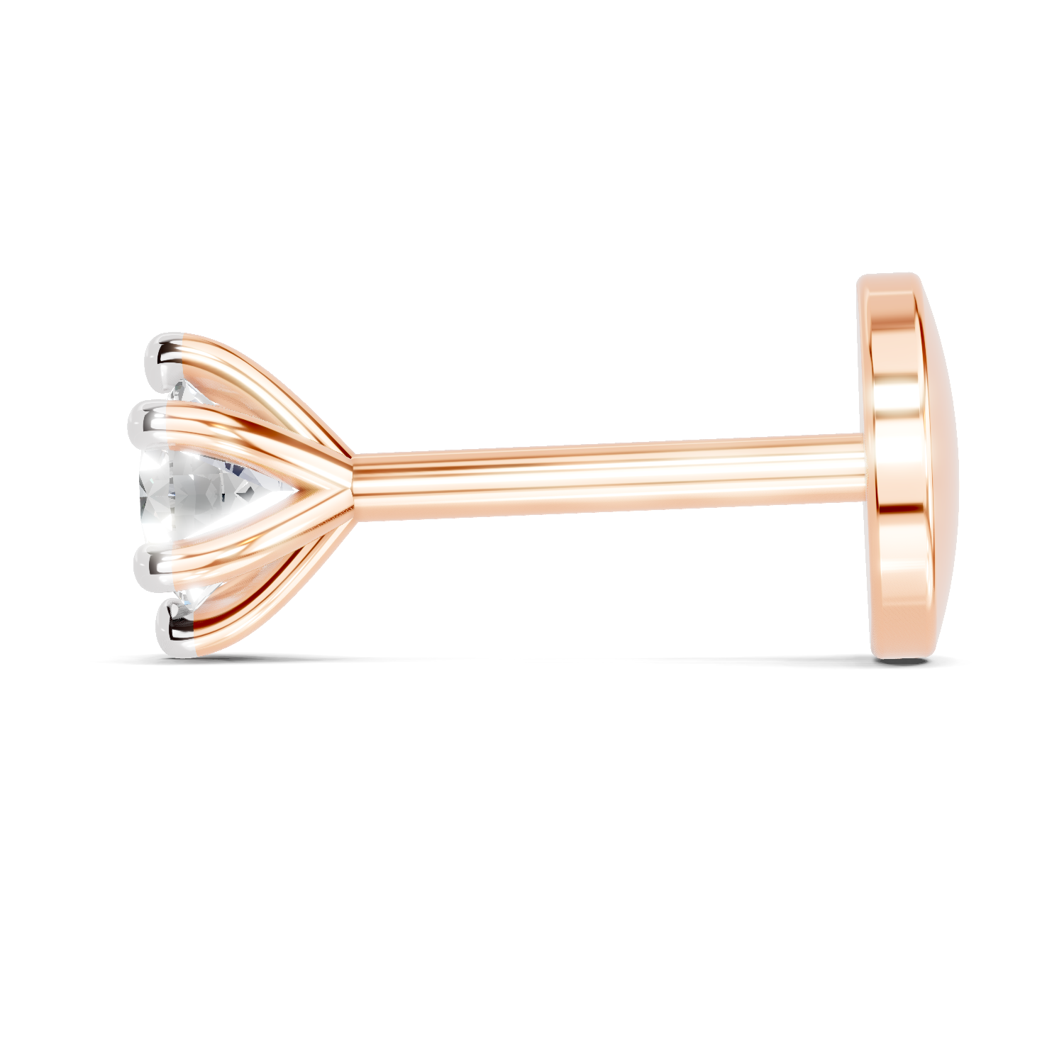 0.11 Carat Lab Grown Diamond 6-Prong Stud Nosepin | 14K Rose Gold (Screw)