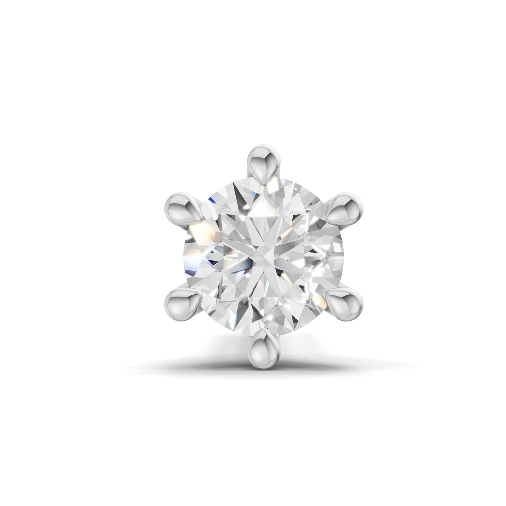 0.11 Carat Lab Grown Diamond 6-Prong Stud Nosepin | 14K White Gold (Screw)