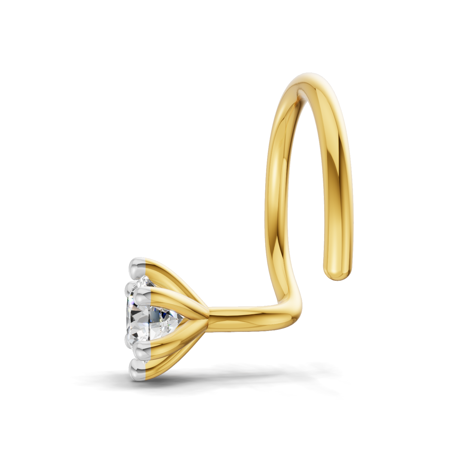 0.11 Carat Lab Grown Diamond 6-Prong Stud Nosepin | 14K Yellow Gold (Wire)
