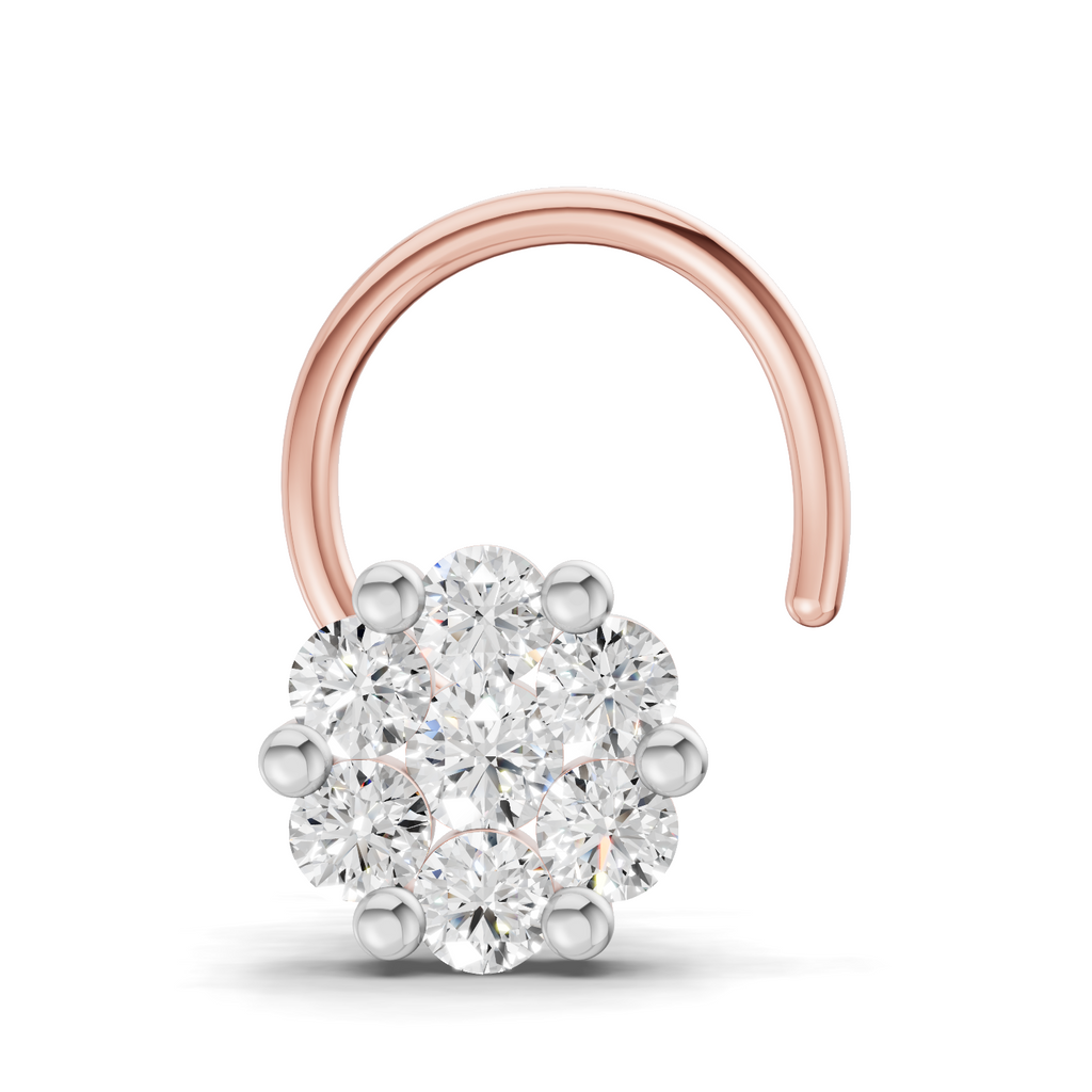 0.18 Carat Lab Grown Diamond Delicate Petal Cluster Nosepin | 14K Rose Gold (Wire)