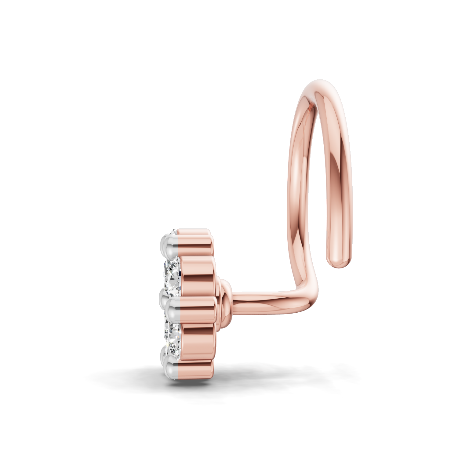 0.18 Carat Lab Grown Diamond Delicate Petal Cluster Nosepin | 14K Rose Gold (Wire)