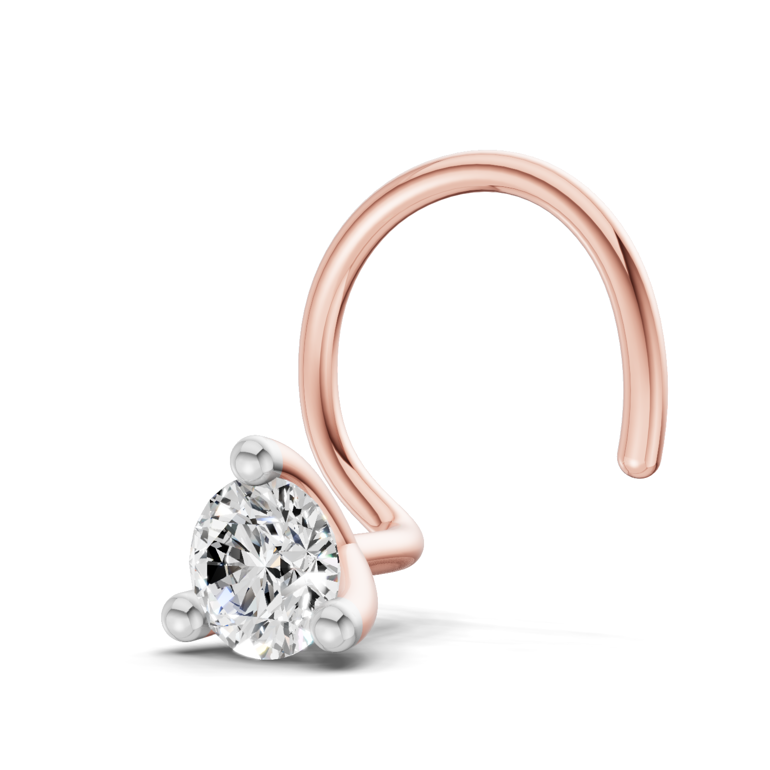 0.06 Carat Lab Grown Diamond Round Shape Solitaire Nosepin | 14K Rose Gold (Wire)