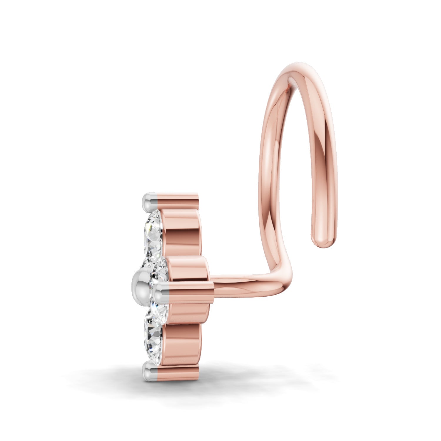 0.1 Carat Lab Grown Diamond Round Shape Cluster Nosepin | 14K Rose Gold (Wire)