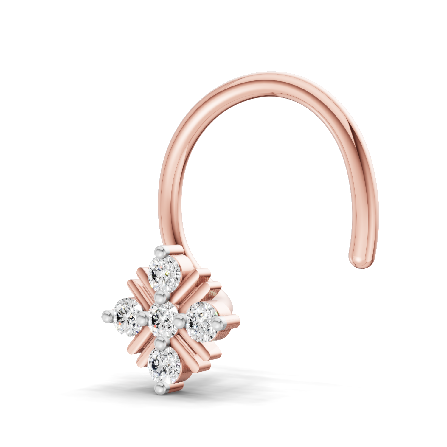 0.06 Carat Lab Grown Diamond Round Shape Starlet Nosepin | 14K Rose Gold (Wire)