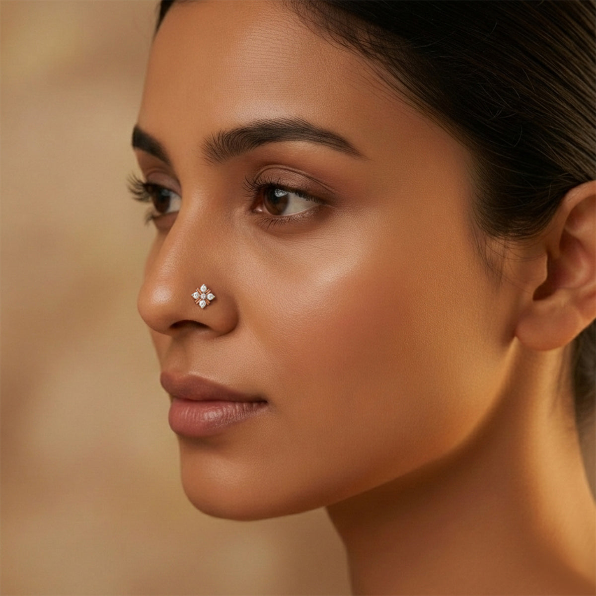 0.06 Carat Lab Grown Diamond Round Shape Starlet Nosepin | 14K Rose Gold (Wire)