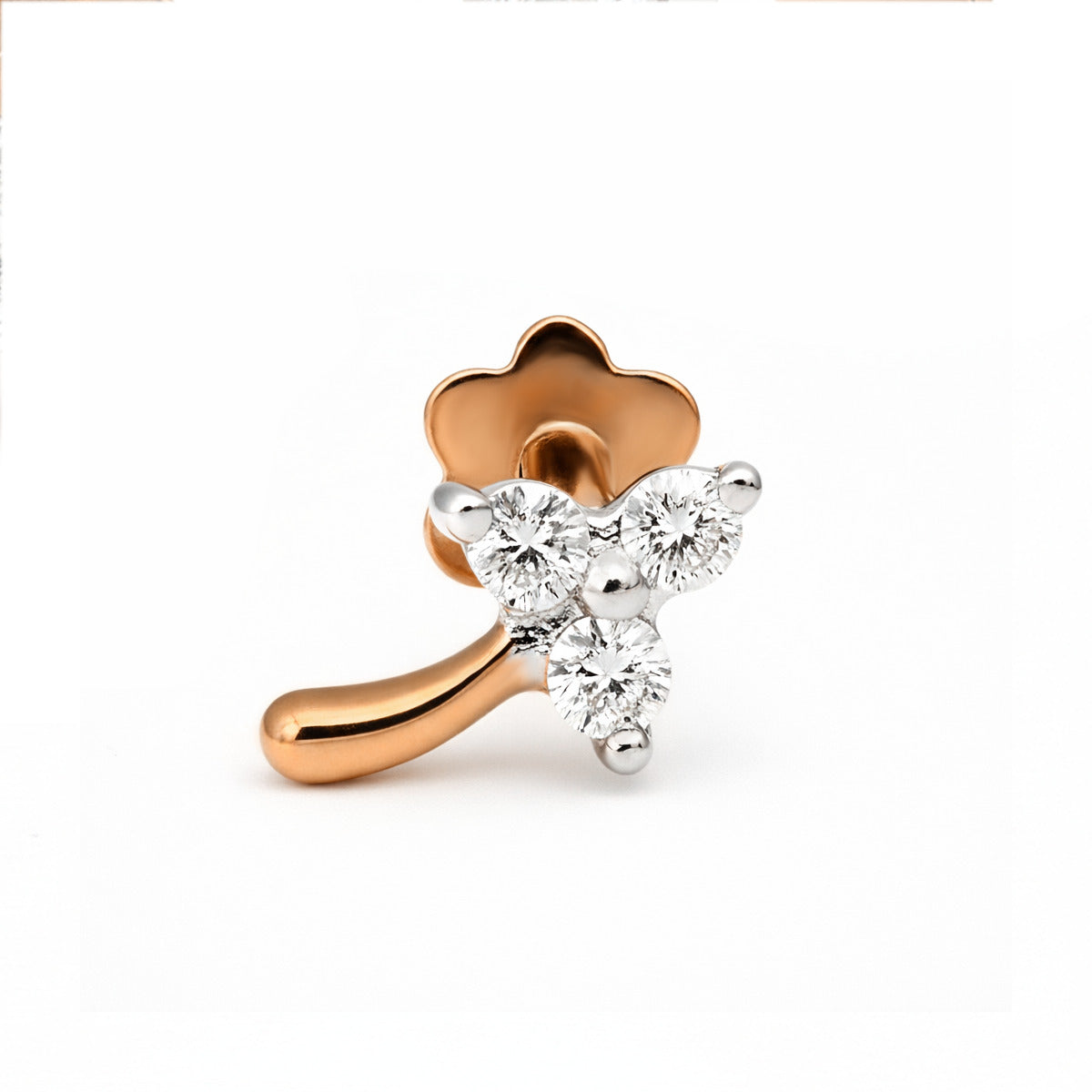 0.03 Carat Lab Grown Diamond Celeste Trio Nosepin | 14K Rose Gold (Screw)
