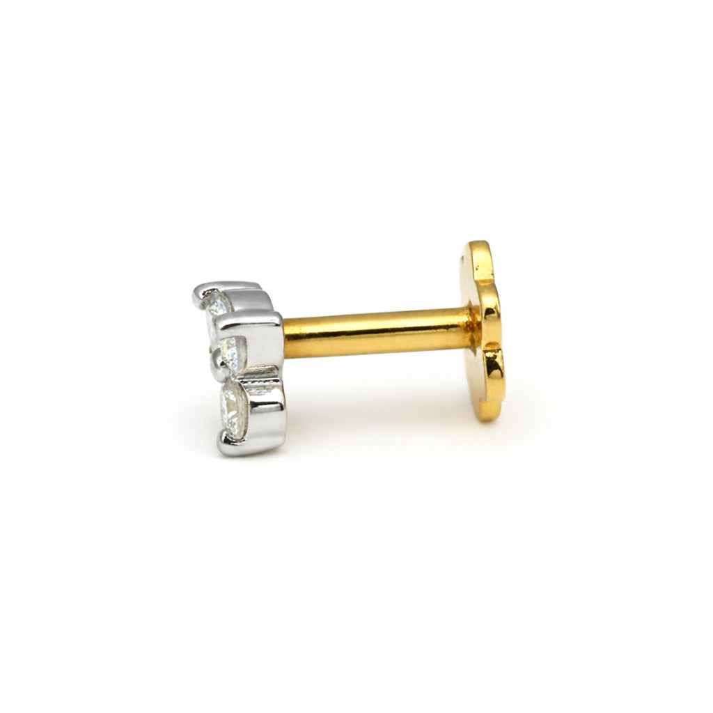 0.03 Carat Lab Grown Diamond Celeste Trio Nosepin | 14K Yellow Gold (Screw)